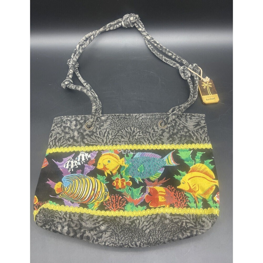 PAUL BRENT‎ Canvas Beach Life Collection Handbag Purse Fish